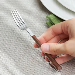 Karaca Dessert Besteck|Einzelbesteck-Salzburg Dessertgabel mit Griff in Holzoptik Holz03