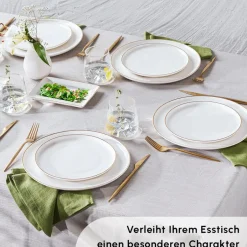 Karaca Tafelservice Für 6 Personen-Santo für 6 Personen Geschirrset 18 Teilig, New Generation Bone, Weiß Gold