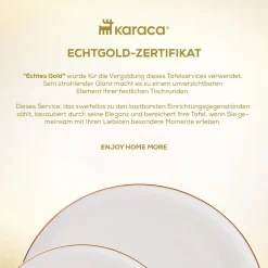 Karaca Tafelservice Für 6 Personen-Santo für 6 Personen Geschirrset 18 Teilig, New Generation Bone, Weiß Gold