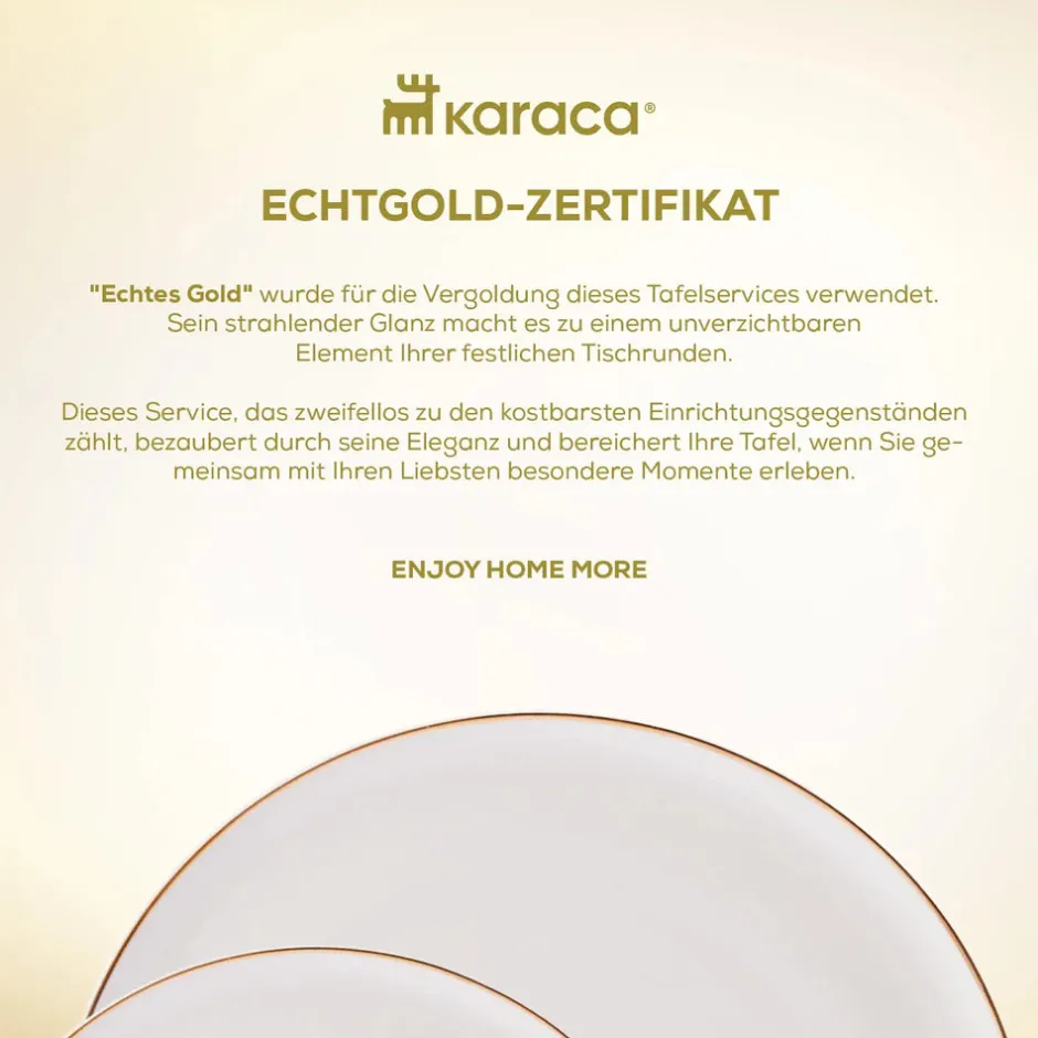 Karaca Tafelservice Für 6 Personen-Santo für 6 Personen Geschirrset 18 Teilig, New Generation Bone, Weiß Gold