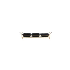 Karaca Vorspeisenteller-Sarah 3er Servierschalen- Set, Gold- Schwarz Schwarz01