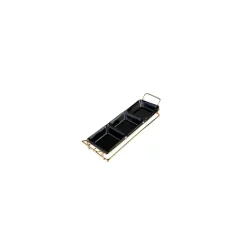 Karaca Vorspeisenteller-Sarah 3er Servierschalen- Set, Gold- Schwarz Schwarz01