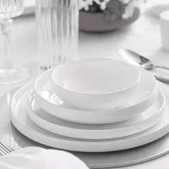 Karaca Tafelservice Für 12 Personen-Satürn Streamline 59-teiliges Tafelservice- Set für 12 Personen Platın