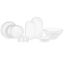 Karaca Tafelservice Für 12 Personen-Satürn Streamline 59-teiliges Tafelservice- Set für 12 Personen Platın