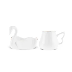 Karaca Mokka & Espressotassen Set-Schwan Kaffeetassen-Set für 6 Personen Weıß Gold