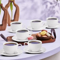 Karaca Teetassen Sets-Seashell 200 ml Teetasse für 6 Personen Farblös