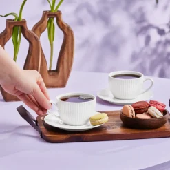 Karaca Teetassen Sets-Seashell 200 ml Teetasse für 6 Personen Farblös