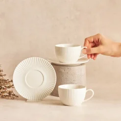 Karaca Teetassen Sets-Seashell 200 ml Teetasse für 6 Personen Farblös