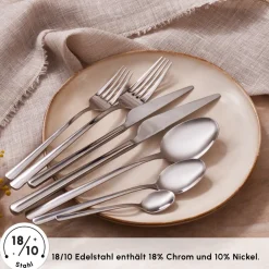 Karaca Bestecksets Für 12 Personen-Serena 84-teilige Edelstahlbesteckset für 12 Personen, Silber Sılver