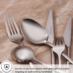 Karaca Bestecksets Für 12 Personen-Serena 84-teilige Edelstahlbesteckset für 12 Personen, Silber Sılver