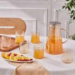 Karaca Gläser-Sets-Serene 7-teiliges Gläser Set, Amber Gelb