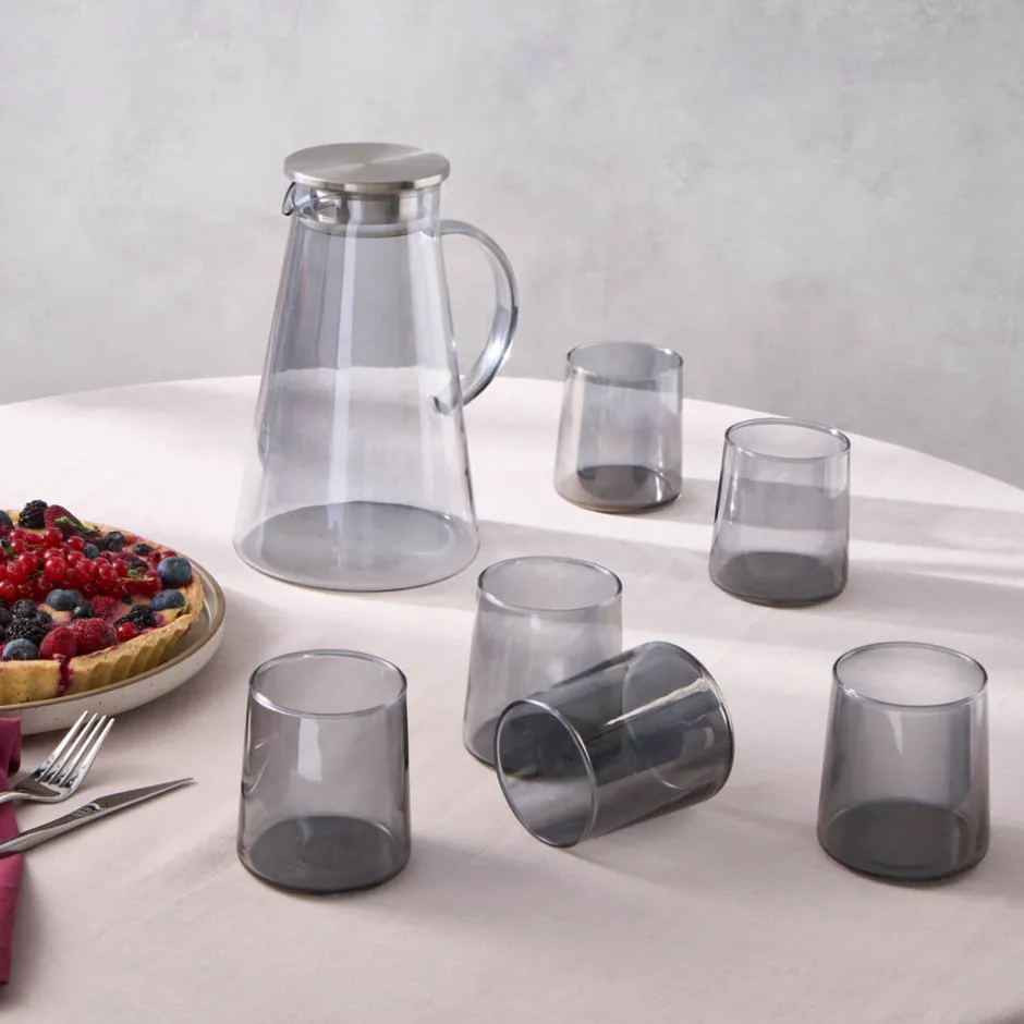 Karaca Gläser-Sets-Serene 7-teiliges Gläser Set, Anthrazit Anthracıt01