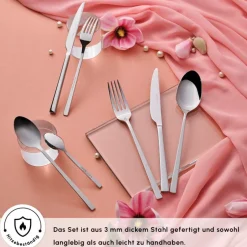 Karaca Bestecksets Für 12 Personen-Serenity Elegance 12-Personen 84-Teiliges Besteckset Platın