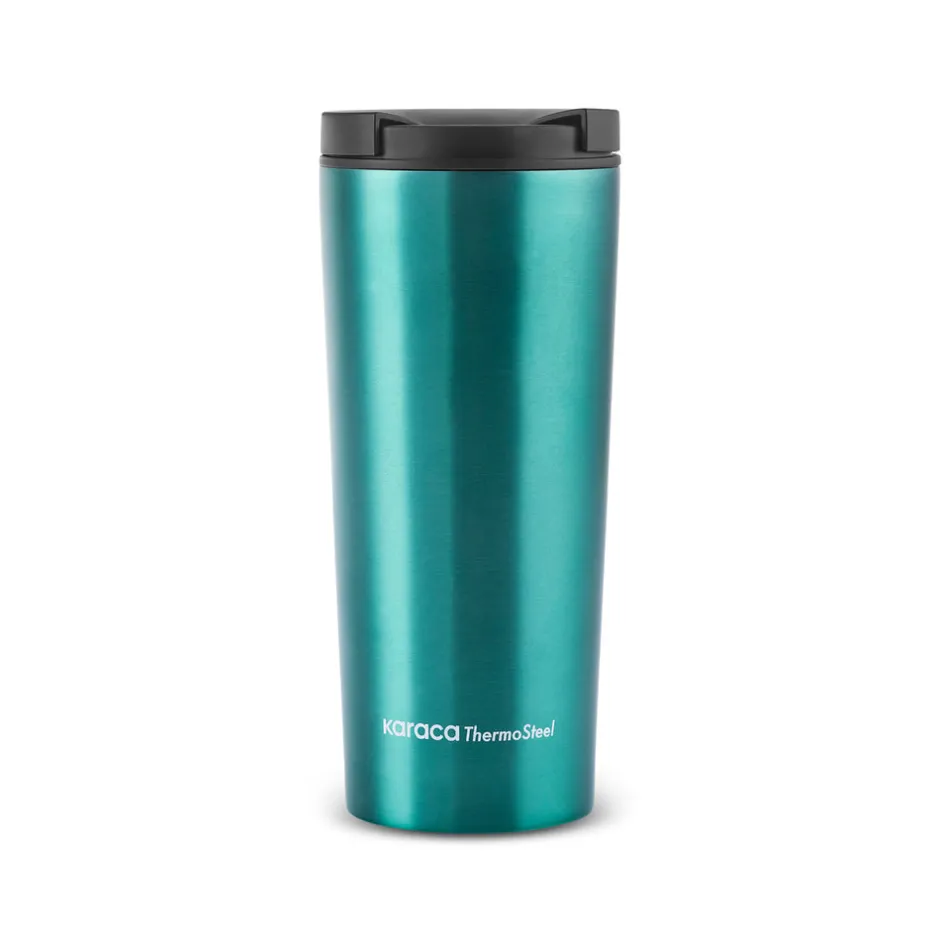 Karaca Thermoskannen-Sheeny Edelstahl Auslaufsicherer Thermobecher 450 ml Grün Green01