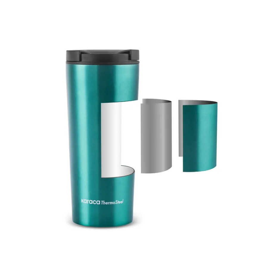 Karaca Thermoskannen-Sheeny Edelstahl Auslaufsicherer Thermobecher 450 ml Grün Green01