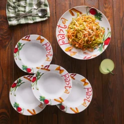 Karaca Kuchenplatte|Tafelservice Für 4 Personen-Sicilia 5 Teiliges 4 Personen Pasta Set Multıfarben