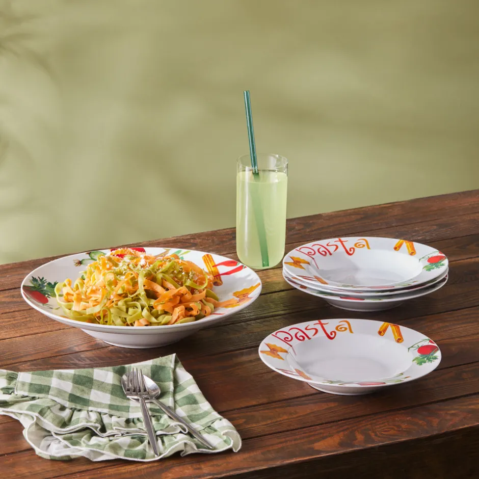 Karaca Kuchenplatte|Tafelservice Für 4 Personen-Sicilia 5 Teiliges 4 Personen Pasta Set Multıfarben