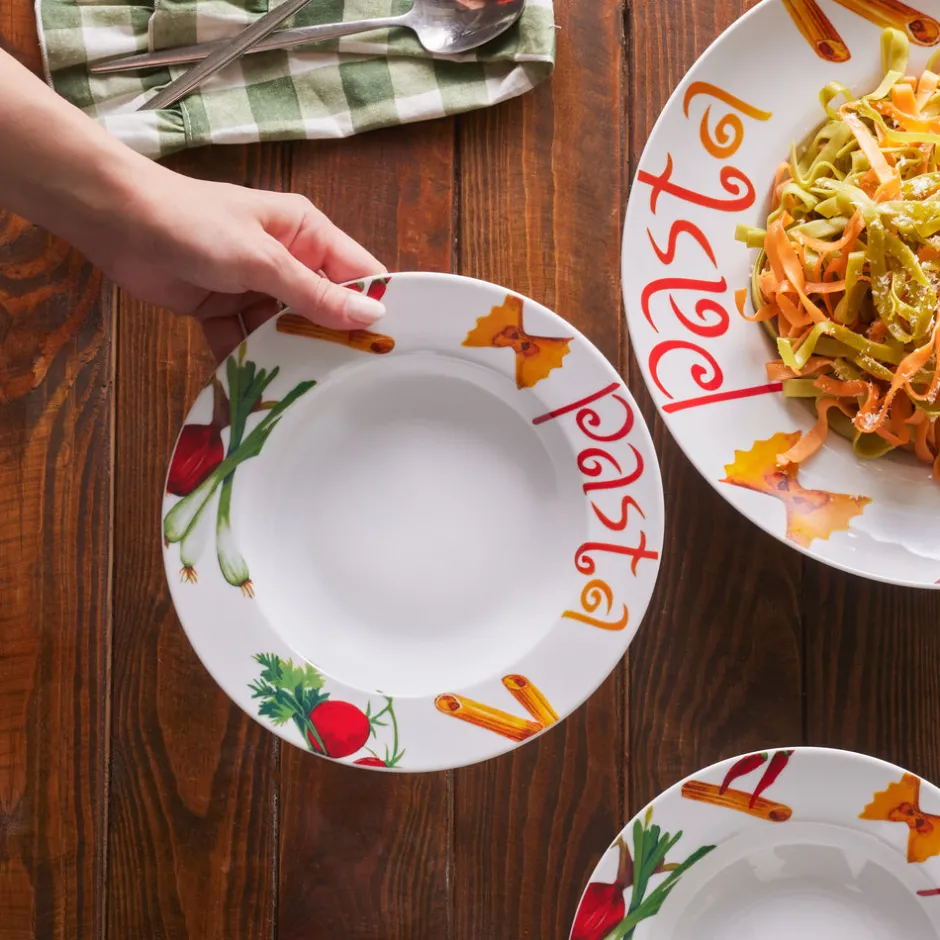 Karaca Kuchenplatte|Tafelservice Für 4 Personen-Sicilia 5 Teiliges 4 Personen Pasta Set Multıfarben