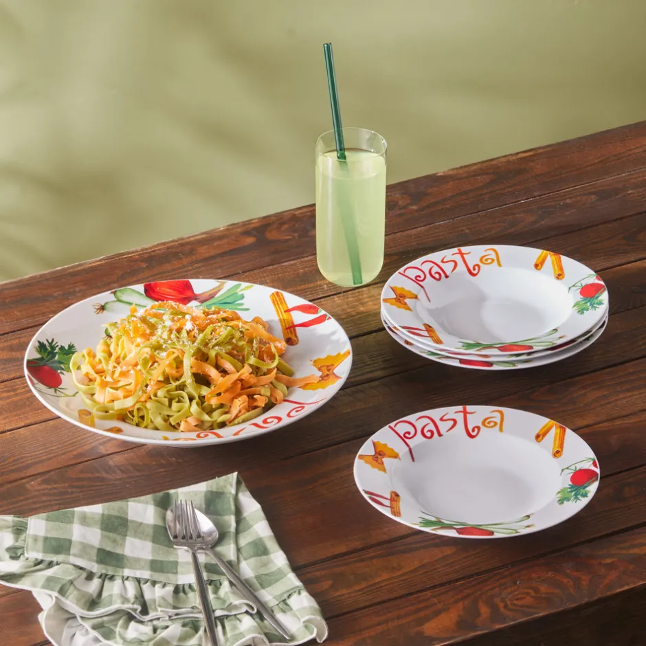 Karaca Kuchenplatte|Tafelservice Für 4 Personen-Sicilia 5 Teiliges 4 Personen Pasta Set Multıfarben