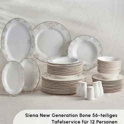 Karaca Tafelservice Für 12 Personen-Siena 56 Teilig 12 Personen New Generation Bone Geschirrset Gold