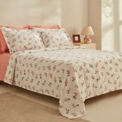 Karaca Tagesdecke Set-Silvie 100% Baumwolle Doppelbett-Tagesdecke Set, Rot Red
