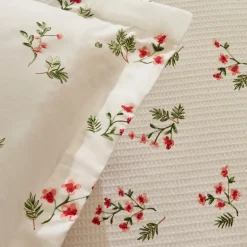 Karaca Bettwäsche-Silvie Renforcé Bettwäsche-Set mit Rüschen, Doppelbett, Rot