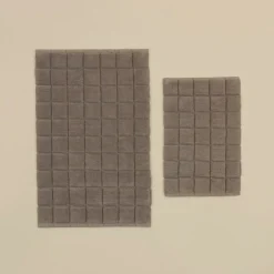 Karaca Badematten-Simon Badvorleger-Set, 60 × 90 cm + 40 × 60 cm, Grau