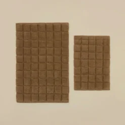 Karaca Badematten-Simon Badvorleger-Set, 60 × 90 cm + 40 × 60 cm, Braun