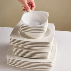 Karaca Tafelservice Für 12 Personen-Square Bone Bridal 60-teiliges Tafelservice für 12 Personen