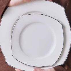 Karaca Tafelservice Für 12 Personen-Square Bone Eterno 53-teiliges 12-Personen Geschirrset Platin Platın