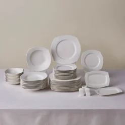 Karaca Tafelservice Für 12 Personen-Square Bone Fancy 53-teiliges Geschirrset für 12 Personen Weıß01