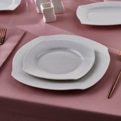 Karaca Tafelservice Für 12 Personen-Square Bone Fancy 53-teiliges Geschirrset für 12 Personen Weıß01