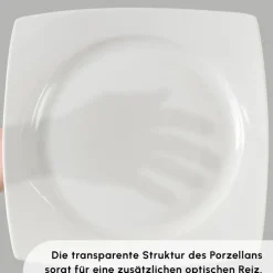 Karaca Tafelservice Für 12 Personen-Square Bone Jamie White 52-Teiliges 12-Personen Geschirrset Weıß01