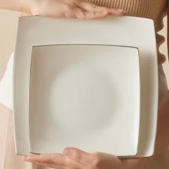 Karaca Tafelservice Für 12 Personen-Square Bone Lucia 60-teiliges Tafelservice für 12 Personen – Gold