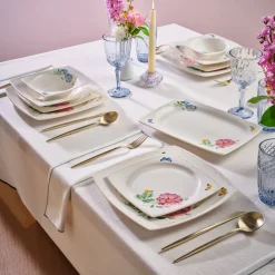 Karaca Tafelservice Für 12 Personen-Square Bone Velora 53-teiliges Tafelservice für 12 Personen