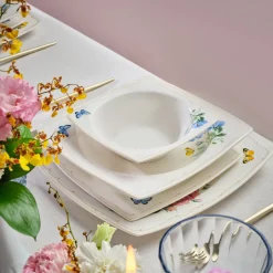 Karaca Tafelservice Für 12 Personen-Square Bone Velora 53-teiliges Tafelservice für 12 Personen