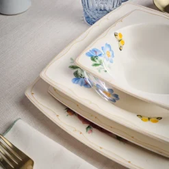 Karaca Tafelservice Für 12 Personen-Square Bone Velora 53-teiliges Tafelservice für 12 Personen