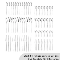 Karaca Bestecksets Für 12 Personen-Stark 84 Teile 12 Personen 316+ Premium-Besteck-Set Platın