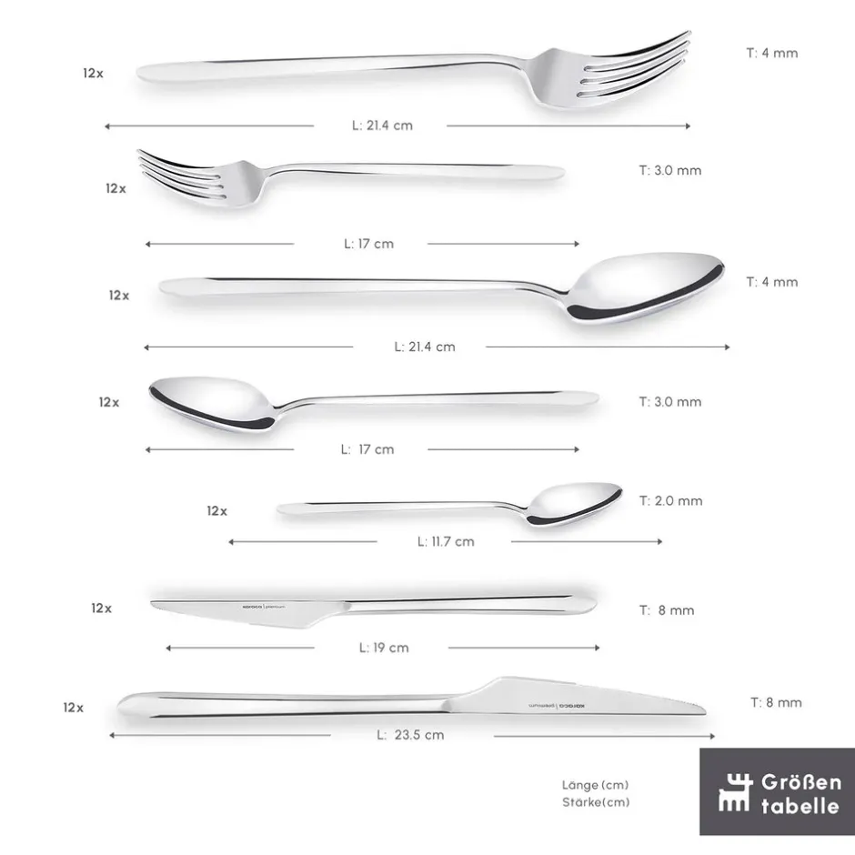 Karaca Bestecksets Für 12 Personen-Stark 84 Teile 12 Personen 316+ Premium-Besteck-Set Platın