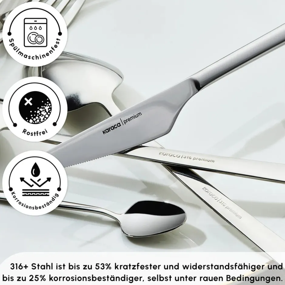 Karaca Bestecksets Für 12 Personen-Stark 84 Teile 12 Personen 316+ Premium-Besteck-Set Platın