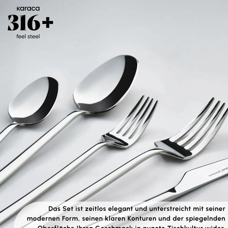 Karaca Bestecksets Für 12 Personen-Stark 84 Teile 12 Personen 316+ Premium-Besteck-Set Platın