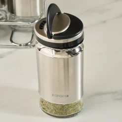Karaca Gewurzset|Salz Und Pfefferstreuer-Stellum, 6-teiliges Gewürzglas-Set, Inox