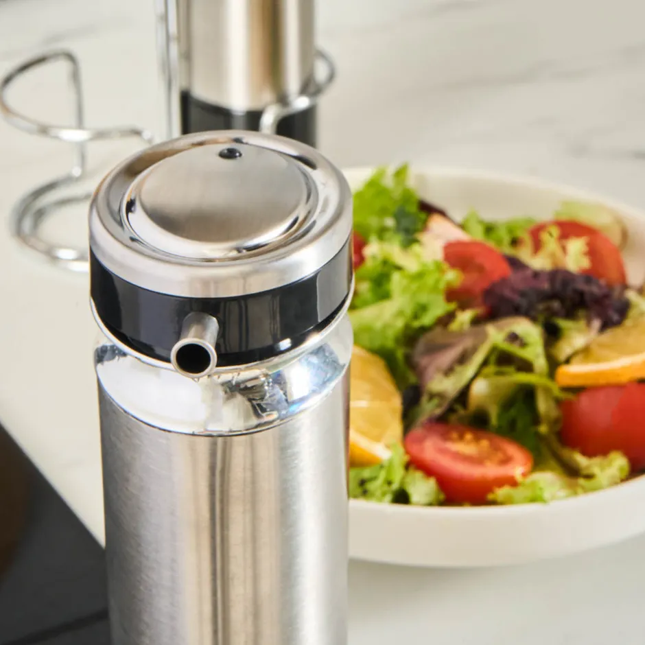 Karaca Gewurzset-Stellum, 3-teiliges Öl- und Essigflaschen-Set, Inox