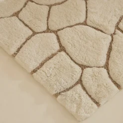 Karaca Badematten-Stone Badvorleger, 50 × 80 cm, Offwhite