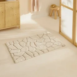 Karaca Badematten-Stone Badvorleger, 50 × 80 cm, Offwhite