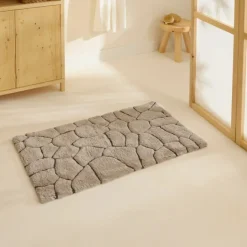 Karaca Badematten-Stone Badvorleger, 60 × 100 cm, Grau