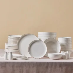 Karaca Tafelservice Für 12 Personen-Stream Bone China Favaro 53-teiliges Tafelservice für 12 Personen, Gold