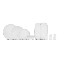Karaca Tafelservice Für 12 Personen-Stream Bone China Favaro 53-teiliges Tafelservice für 12 Personen, Gold