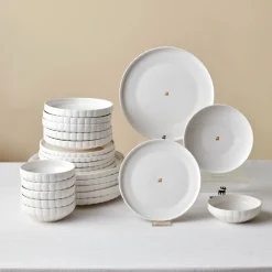 Karaca Tafelservice Für 6 Personen-Stream Bone China Pumpkin 24-teiliges Tafelservice für 6 Personen, Weiß