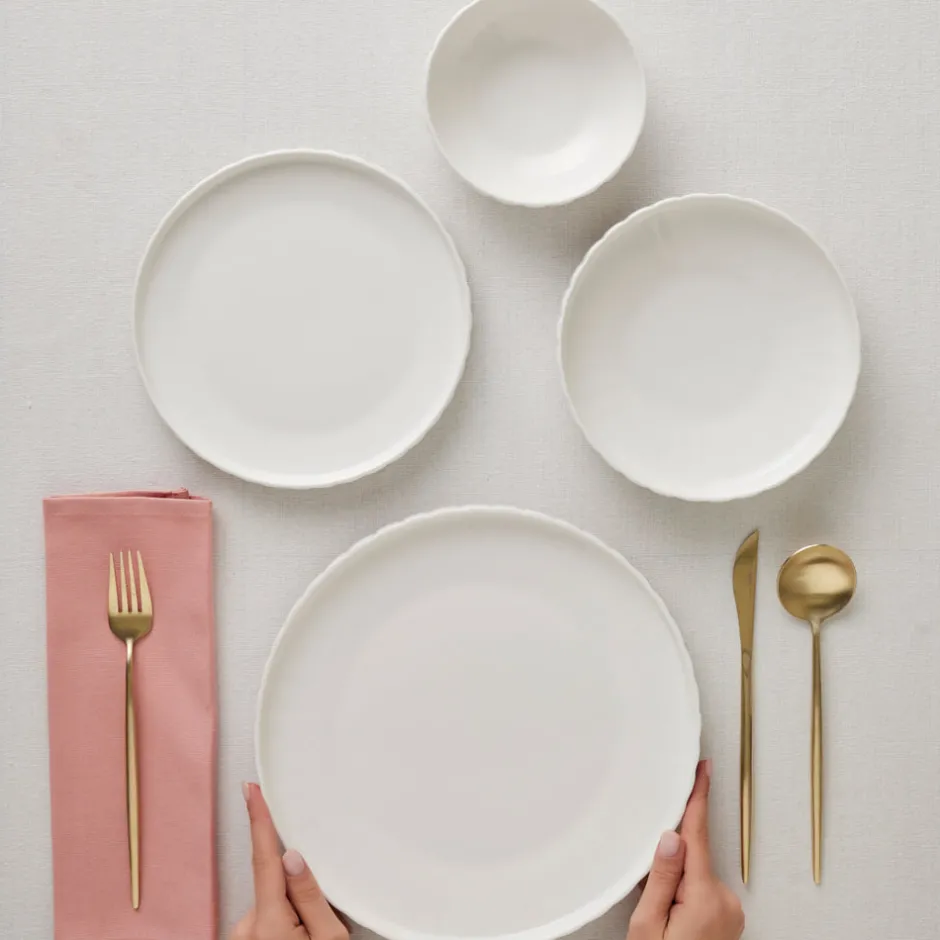 Karaca Tafelservice Für 6 Personen-Stream Bone China Pumpkin 24-teiliges Tafelservice für 6 Personen, Weiß